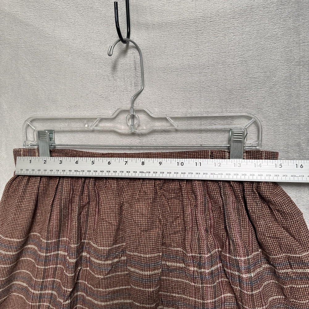 Vintage Panther Skirt Womens 29 Brown Plaid Tweed Fringe Midi Lined Made In USA - Picture 2 of 9